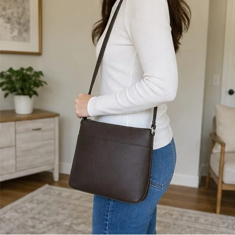 Gray Saffiano Crossbody Bag